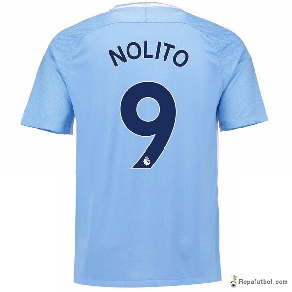 Camiseta Manchester City Replica Primera Ropa Nolito 2017/18